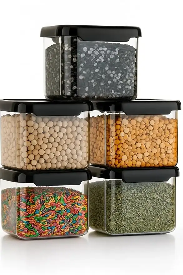 Kitchen Storage Containers Set Of 6, 500ml, With Lids, Unbreakable