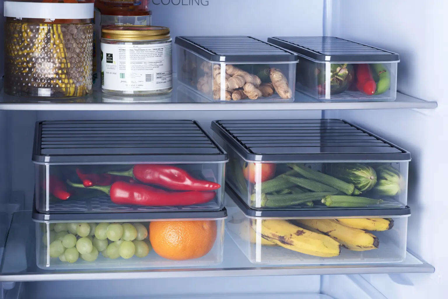 Modular Fridge Storage Containers, Boxes, Set of 3 (1 pcs 2500 ML, 2 pcs 1200 ML)