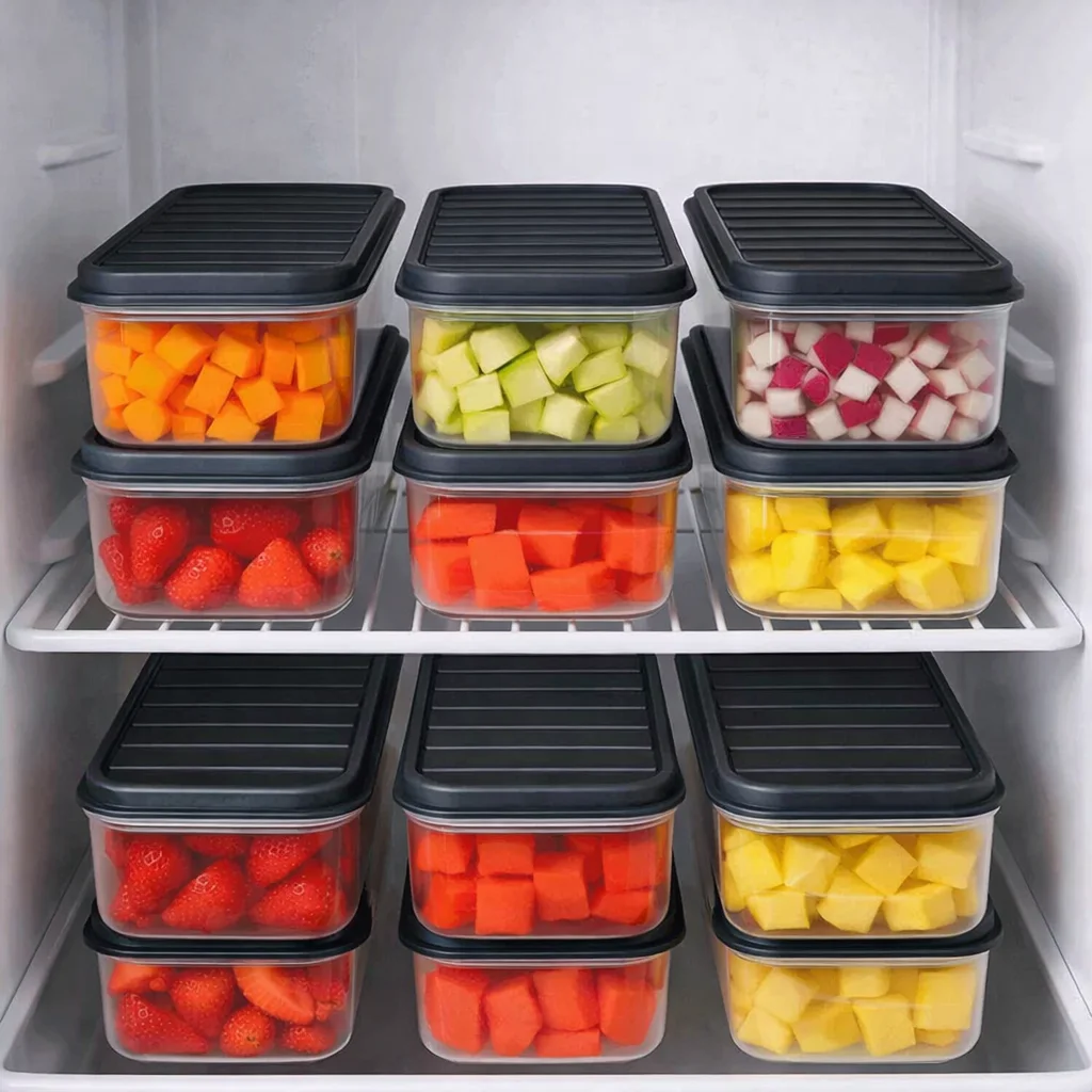 Fridge Storage Containers for Vegetables & Fruits – Set with Lids (Set Of 6)
