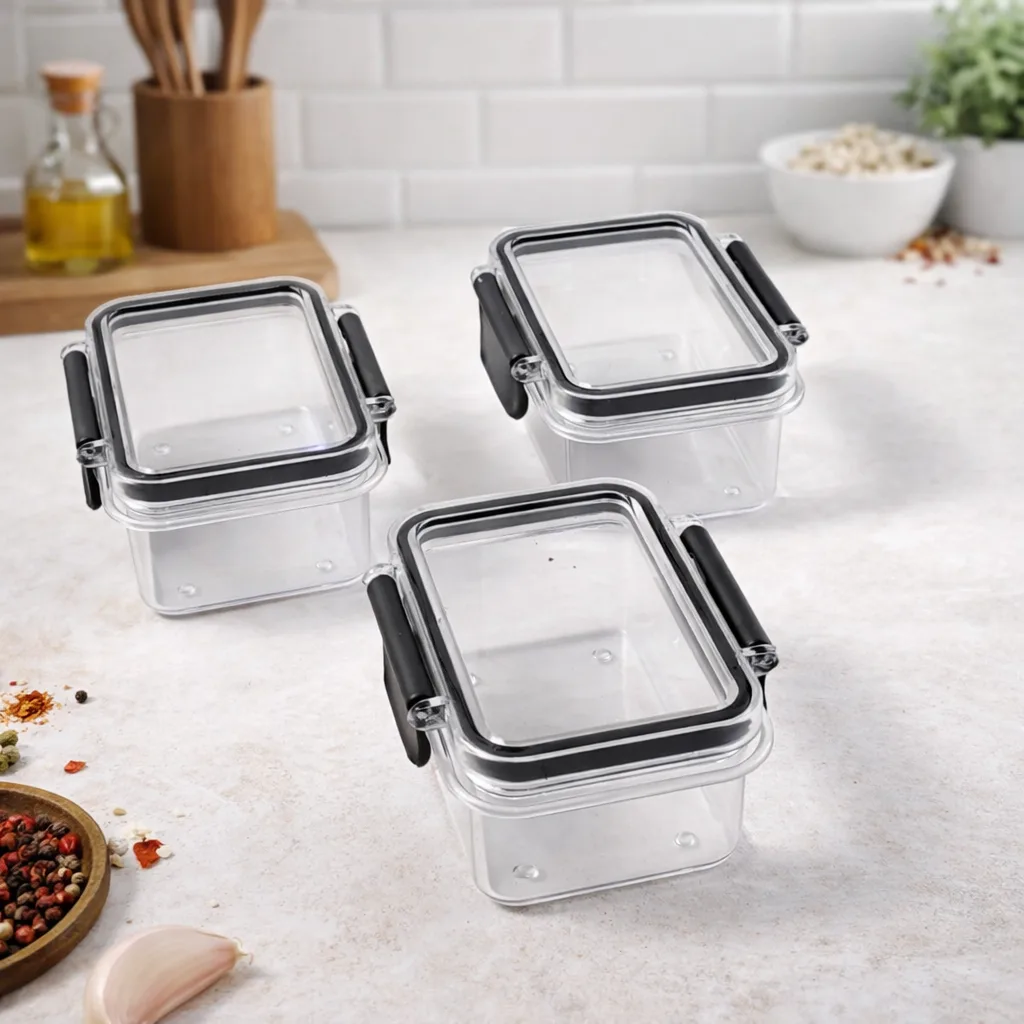 Kitchen Storage Container with Air Seal Lock Lid (3 Piece Set / 250 ML)