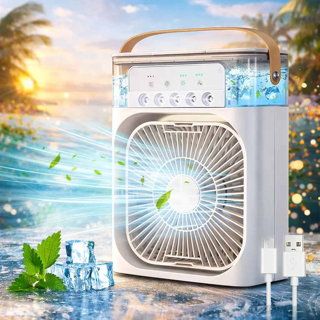 Original Fountain Air Cooler Fan (Personal AC) with 7-Color Light