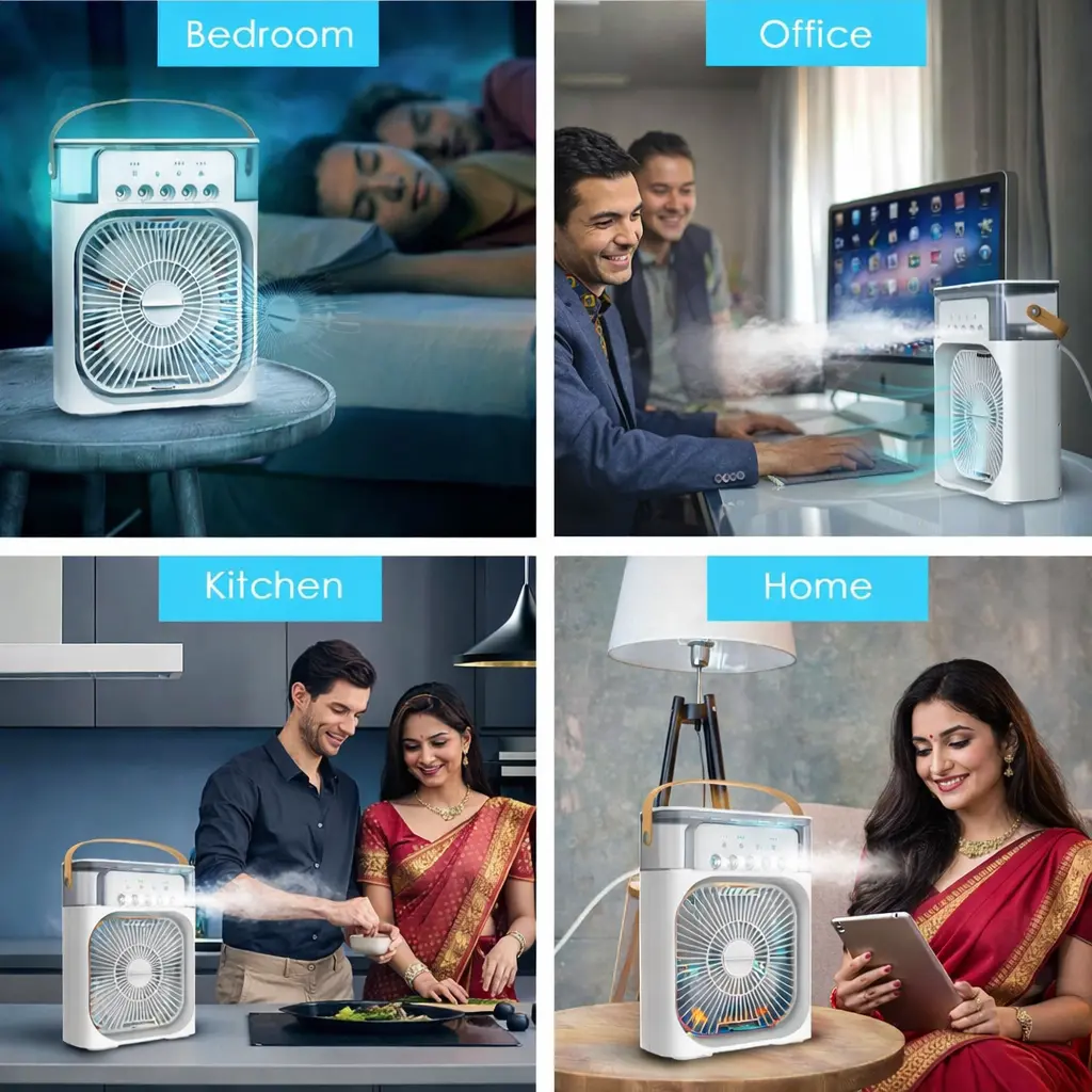 Original Fountain Air Cooler Fan (Personal AC) with 7-Color Light